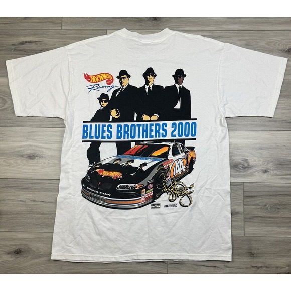 VTG NOS NASCAR Kyle Petty Blues Brothers Hot Wheels Shirt 2 Sided Signed XL - Picture 3 of 5
